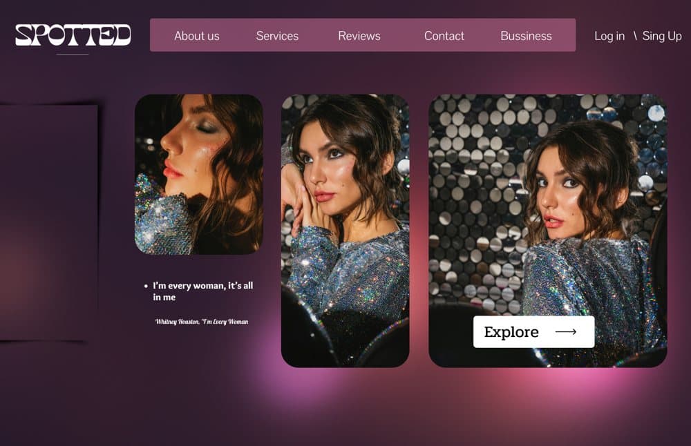 Home screen of the Spotted beauty salon booking website prototype